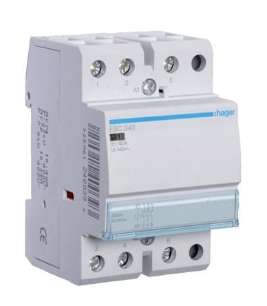 Hager System M Pro ESC Contactor, 230 V ac Coil, 3-Pole, 40 A, 3NO, 400 V ac [ESC340]; 144-4905