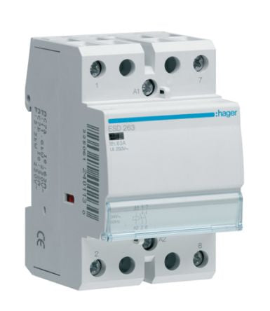Hager System M Pro ESC Contactor, 24 V ac Coil, 2-Pole, 63 A, 6.5 kW, 2NO, 400 V ac [ESD263]; 144-4922