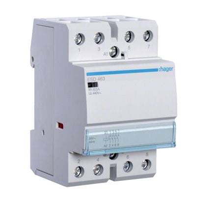 Hager System M Pro ESC Contactor, 24 V ac Coil, 4-Pole, 63 A, 7 VA, 4NO, 400 V ac [ESD463]; 144-4926