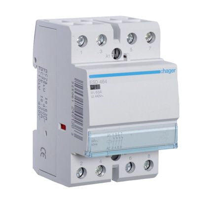Hager System M Pro ESC Contactor, 24 V ac Coil, 4-Pole, 63 A, 6.5 kW, 4NC, 400 V ac [ESD464]; 144-4927