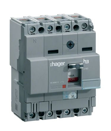 Hager MCCB 4P 160A, Breaking Capacity 2 kA, DIN Rail Mount [HCA161H]; 144-4932