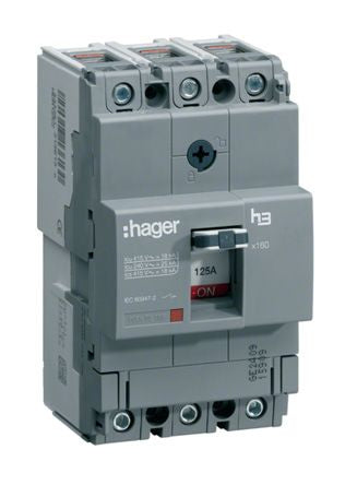 Hager MCCB 3P 40A, Breaking Capacity 25 kA, DIN Rail Mount [HHA040H]; 144-4933