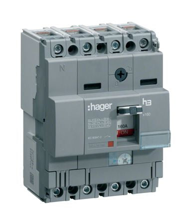 Hager MCCB 4P 125A, Breaking Capacity 25 kA, DIN Rail Mount [HHA126H]; 144-4935
