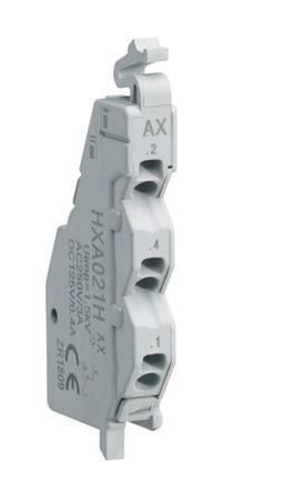 Hager Auxiliary Contact, 2 Contact, 1NC + 1NO, Plug In HXA [HXA021H]; 144-4939