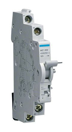 Hager Auxiliary Contact, 2 Contact, 1NC + 1NO, DIN Rail Mount MZ [MZ202]; 144-4956