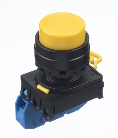 Idec YW Series Illuminated Push Button Complete Unit, Panel Mount, 22mm Cutout, SPST, IP65 [YW1B-A2E10Y]; 168-2527