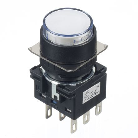 Idec White Round Push Button Switch [LB1L-A1T64PW]; 170-3608