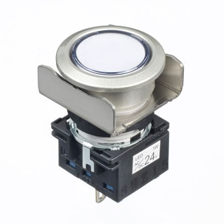 Idec White Round Push Button Switch [LB6MP-1T04PW]; 170-3671