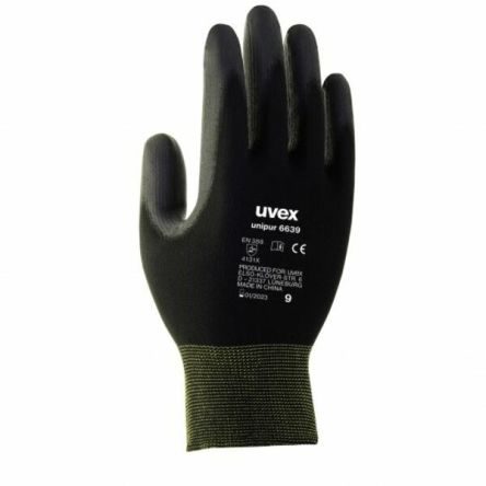uvex unipur 6639 Black Polyamide General Purpose Work Gloves, Size 8, Polyurethane Coating [6024808]; 175-4378