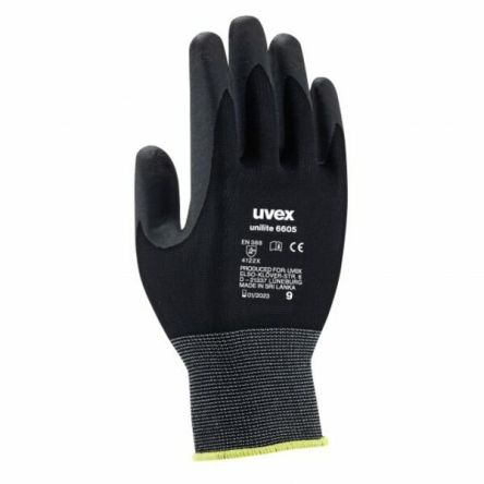 uvex unilite 6605 Black Nylon General Purpose Work Gloves, Size 6, NBR Coating [6057306]; 175-4383