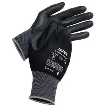 uvex unilite 6605 Black Nylon General Purpose Work Gloves, Size 9, NBR Coating [6057309]; 175-4386
