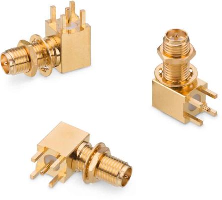 Wurth Elektronik WR-RPSMA Series, Jack PCB Mount SMA Connector, Solder Termination, Right Angle Body [63011042124502]; 181-0061