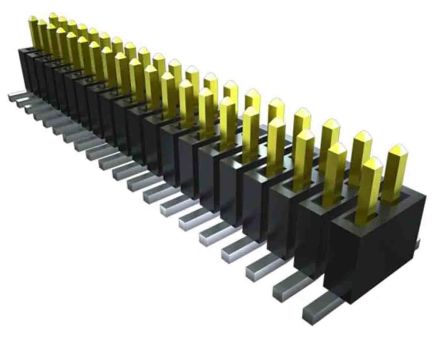 Samtec FTSH Series Pin Header, 7 Contact(s), 1.27 mm Pitch, 2 Row(s), Unshrouded [FTSH-107-01-F-DH-A-TR]; 196-6797