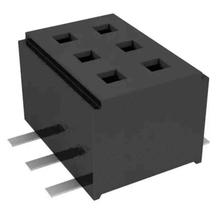Samtec CLM Series Vertical Surface Mount PCB Socket, 3-Contact, 2-Row, 1mm Pitch, Press-In Termination [CLM-103-02-F-D-TR]; 196-6878