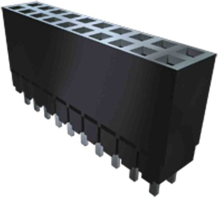 Samtec ESW Series Vertical Through Hole Mount PCB Socket, 8-Contact, 2-Row, 2.54mm Pitch, Solder Termination [ESW-104-44-L-D]; 196-9847
