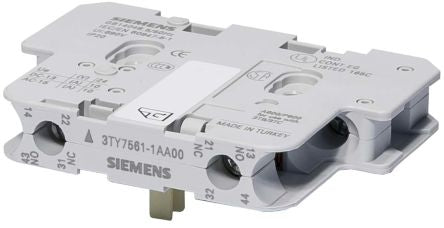 Siemens Auxiliary Switch Block, 2 Contact, 1NC + 1NO, Snap-On, 3TF6 3TY7 [3TY7561-1AA00]; 198-4438