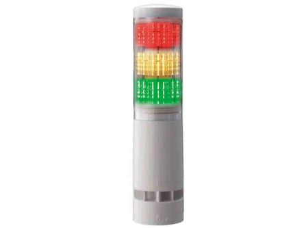 Patlite LA6 Series Clear Buzzer Signal Tower, 3 Lights, 24 V dc, Direct Mount [LA6-3DTNUN-RYG]; 200-8576
