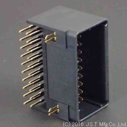 JST JFA J2000 Series Right Angle Through Hole PCB Header, 20 Contact(s), 2.5 mm Pitch, 2 Row(s), Shrouded [S20B-J21DK-GGXR  (LF)(AU)]; 201-8638