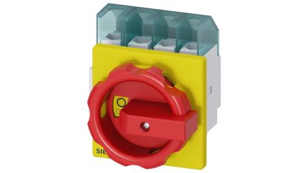 Siemens 4P Pole Front Panel Isolator Switch - 25A Maximum Current, 9.5kW Power Rating, IP65 [3LD2103-1TL53]; 203-1973