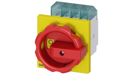 Siemens 4P Pole Front Panel Isolator Switch - 16A Maximum Current, 7.5kW Power Rating, IP65 [3LD2003-1TL53]; 203-2140