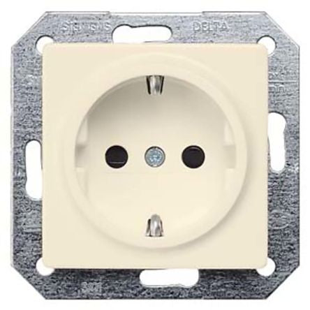 Siemens DELTA 1 Gang Electrical Socket, 2 Poles, 16A, Schuko, Indoor Use [5UB1558]; 203-2276