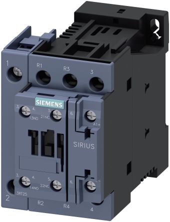 Siemens SIRIUS 3RT Size S0, 3RT25 Contactor, 24 V dc Coil, 4-Pole, 25 A, 11 kW, 2NO + 2NC, 400 V ac [3RT2526-1BB40]; 203-2599