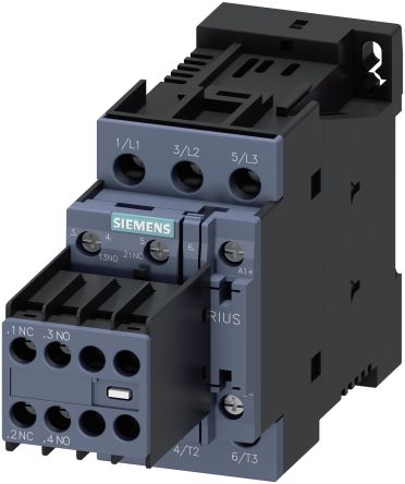 Siemens SIRIUS 3RT Size S0, 3RT2 Contactor, 24 V dc Coil, 3-Pole, 32 A, 15 kW, 2NO + 2NC, 400 V ac [3RT2027-1BB44]; 203-2613