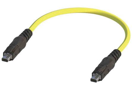 HARTINGT1 Industrial TW1STER, 1m Cat6a, Yellow SPE to Male SPE Male, STP Shielded, Terminated PUR Sheath [33280101001010]; 203-9054