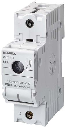 Siemens Fuse Switch Disconnector, 1 Pole, 63A Max Current, 63A Fuse Current [5SG7113]; 203-9643