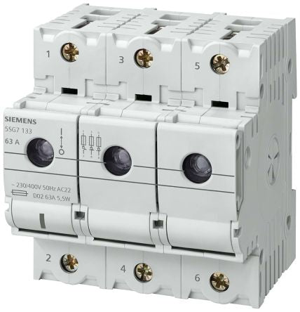 Siemens Fuse Switch Disconnector, 4 Pole, 63A Max Current, 63A Fuse Current [5SG7163]; 203-9645