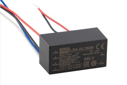 MEAN WELL LED Driver, 84V Output, 25W Output, 250mA Output, Constant Current Dimmable [LDH-25-250W]; 204-4027