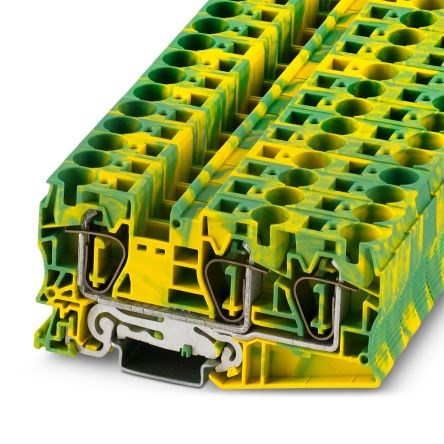 Phoenix Contact ST Series ST 16-TWIN-PE Earth Block, 3-Way, 76A, 24 → 4 AWG Wire, Spring Cage Termination [3035344]; 216-3441