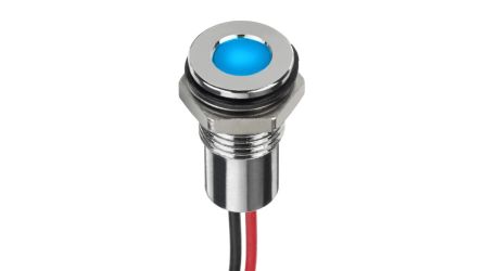 RS PRO Blue Panel Mount Indicator, 6V dc, 8mm Mounting Hole Size, Lead Wires Termination, IP67 [0]; 220-8935