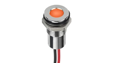 RS PRO Orange Panel Mount Indicator, 6V dc, 8mm Mounting Hole Size, Lead Wires Termination, IP67 [0]; 220-8937