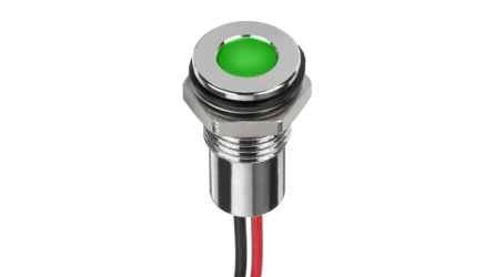 RS PRO Green, Red Panel Mount Indicator, 6V dc, 8mm Mounting Hole Size, Lead Wires Termination, IP67 [0]; 220-8957