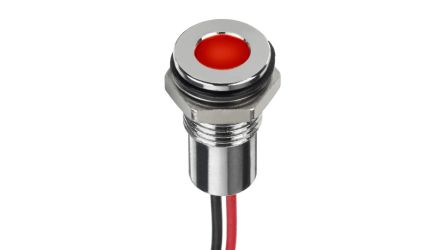 RS PRO Hyper Red Panel Mount Indicator, 12V dc, 8mm Mounting Hole Size, Lead Wires Termination, IP67 [0]; 220-8971