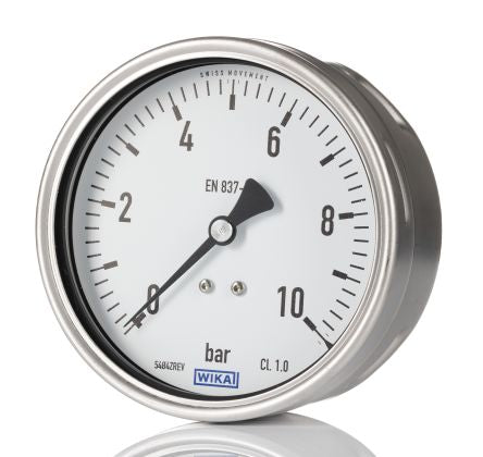 WIKA G 1/2 Analogue Pressure Gauge 2.5bar Back Entry 100mm Outside Diameter [9051686]; 222-7857