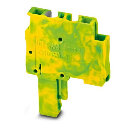 Phoenix Contact SPDB Series SPDB 2,5/ 1-L GNYE Terminal Plug, 1-Way, 24A, 28 - 12 Wire, Spring Cage Termination [3043213]; 225-2814