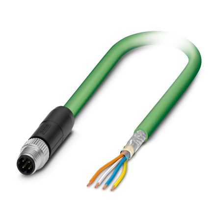 Phoenix Contact, 1m Cat5, Green M8 to Male Unterminated Shielded, Terminated PUR Sheath [1423703]; 226-5907