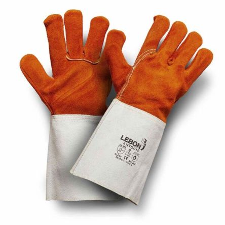 Lebon Protection ANTDI/15 Orange Leather Heat Resistant Gloves, Size 10 [ANTDI/15-10]; 227-0378