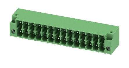 Phoenix Contact, 3.5mm Pitch, DMC 1.5, 14 Way, Right Angle, Pluggable Terminal Block, Header, Through Hole, Solder [1053877]; 228-6989