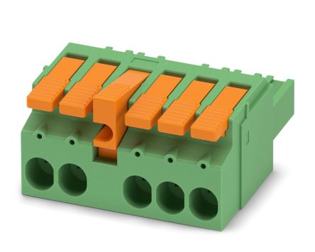 Phoenix Contact, 7.62mm Pitch, LPC 6, 5 Way, , Pluggable Terminal Block, Plug, Cable Mount, Push-In Termination, 1716942 [1716942]; 228-7043