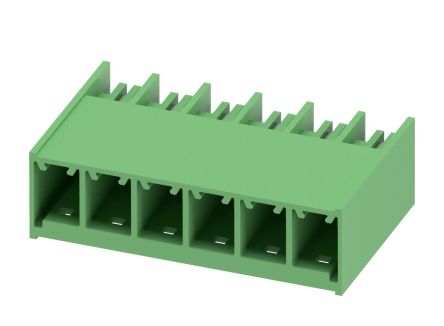 Phoenix Contact, 7.62mm Pitch, PC 6, 6 Way, Pluggable Terminal Block, Header, Plug-In, 1717021 [1717021]; 228-7058
