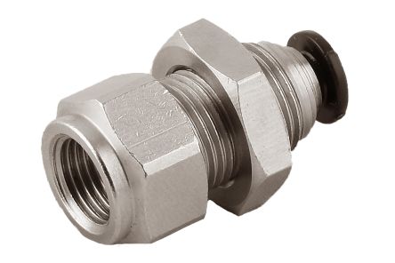 RS PRO 50055N Series Bulkhead Threaded-to-Tube Adaptor, Push In 4 mm to 1/8 in Female, Threaded-to-Tube Connection Style [0]; 231-2668
