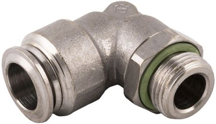 RS PRO Nickel Plated Brass Male Pneumatic Elbow Threaded-to-Tube Adapter, 3/8 in Male 10mm Threaded, Tube [0]; 231-2765