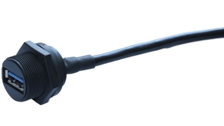 RS PRO Straight, Panel Mount, Socket- Single Port Type A 3.0 IP67 Type A USB Connector [0]; 231-7884