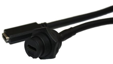 RS PRO Straight, Panel Mount, Socket- Single Port Type C 3.1 IP67 USB C Connector [0]; 231-7891