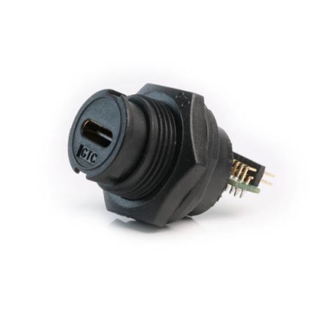 RS PRO Straight, Panel Mount, Socket- Single Port Type C 3.1 IP67 USB C Connector [0]; 231-7893