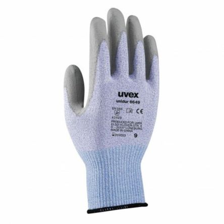 uvex unidur 6649 Blue Elastane, HPPE, Polyamide Cut Resistant Work Gloves, Size 9, Polyurethane Coating [6051609]; 231-8277