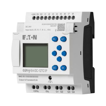 Eaton EasyE4 Series Control Relay, 24 V dc Supply, Relay Output, 4-Input, Analog Input [197506 EASY-E4-DC-12TC1P]; 235-4814